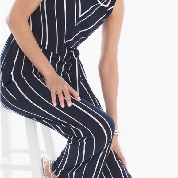 Chico’s Knit Kit Vertical Stripe Pants Jumpsuit NEW Women’s 8 - Picture 9 of 11